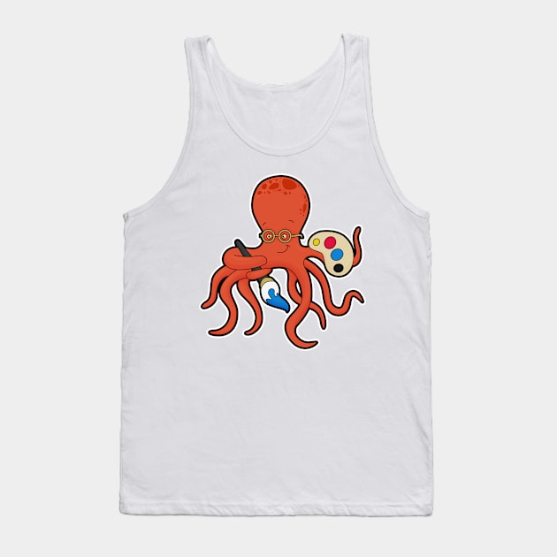 Octopus as Painter with Paint & Brush Tank Top by Markus Schnabel